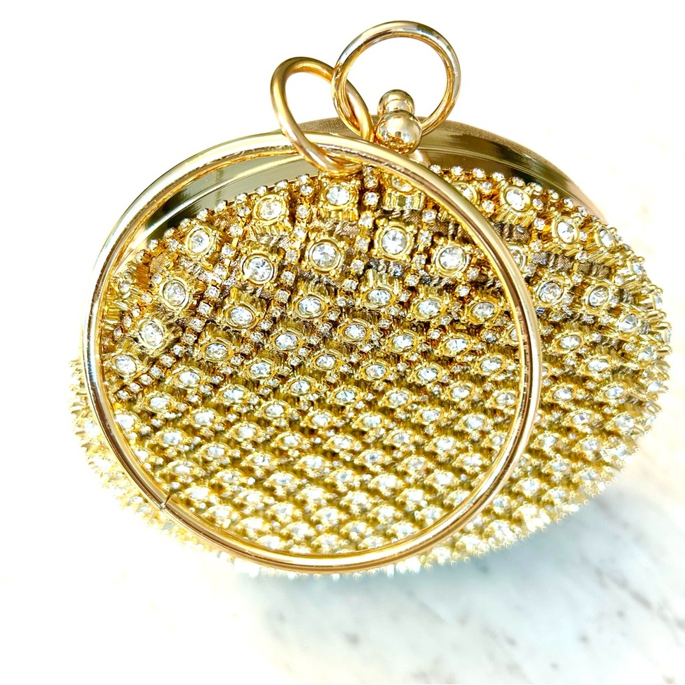 Chic Gold Rhinestone Beaded Bag NWT - Picture 3 of 5